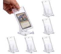 BATHRINS 12 PCS Trading Card Display Set - 6 Pcs 35PT Magnetic Card Holders with UV Protection + 6 Adjustable Clear Acrylic Stands for Trading & Graded Cards