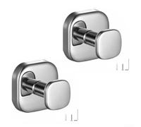 Bathrobe and coat metal hook made from stainless steel, resistant to rust and, suitable for bathrooms and living rooms, includes two hooks for extra convenience (light gray)