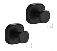 Bathrobe and coat metal hook made from stainless steel, resistant to rust and, suitable for bathrooms and living rooms, includes two hooks for extra convenience (black)