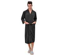 Bathrobe Couples - Sauna Bathrobe for Men and Women, Absorbent Shawl Collar Unisex Terry Towelling Coat Pyjamas Women Men Cotton Unisex Lightweight Dressing Gown Waffle Long Cardigan, black, XXXL