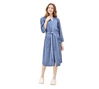 Bathrobe Couples - Sauna Bathrobe for Men and Women, Absorbent Shawl Collar Unisex Terry Towelling Coat Pyjamas Women Men Cotton Unisex Lightweight Dressing Gown Waffle Long Cardigan, blue, XXXL