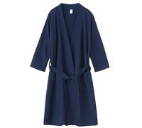 Bathrobe Waffle Pique Women's Cotton Dressing Gown Women's Lightweight Pair Bathrobe Thin Sauna Gown Bathrobe Summer Kimono Bride Pyjamas Sauna Kilt for Travel Pool Party Sauna, 004-navy-b, L