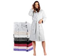Bathrobe Women 100% Cotton OEKO-TEX® - M Grey - Premium Dressing Gowns Absorbent Towelling For Women with Hood, 2 Pockets, Belt
