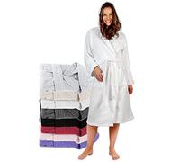 Bathrobe Women 100% Cotton OEKO-TEX® - M White - Premium Dressing Gowns Absorbent Towelling For Women with Hood, 2 Pockets, Belt