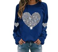 Bathrobe Women's Cuddly Without Women's Hoodie with Crew Neck, Plain, Loose, Long Sleeve, Valentine's Day Print, Sweatshirt, Teenager, Oversized, blue, XXL