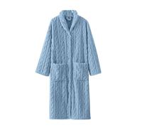 Bathrobe Women's Long Flannel Dressing Gown Plush Fluffy Nightdress with Pockets Winter Warm House Coat Thick Thermal Sauna Gown Cosy Baggy Soft Leisure Suit Thermal Suit Leisure Suit, Light ashy, XL
