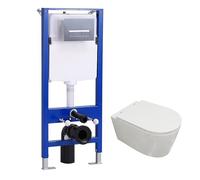 Bathroom 1140MM Concealed Cistern with Rimless Round Wall Hung Toilet