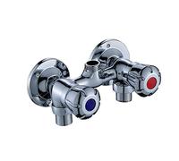 Bathroom 2-Handle Shower Valve Wall Mounted Brass Showering Tap Exposed Shower Faucet, Chrome Plated