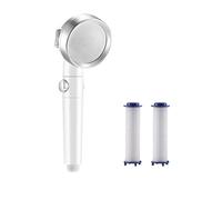 Bathroom 3-Function Shower Head Key Stop Chrome High Pressure with Cotton Filter Water Saving Bath Sprayer Nozzle(White 2in1 Pack A)