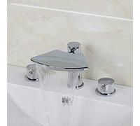 Bathroom 3 Piece Faucet Set Deck Mounted 2 Handle Waterfall Bathroom Bathtub Basin Sink Mixer Tap Faucet Chrome LWX