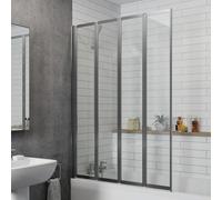 Bathroom 4 Panel Folding Bath Shower Screen Chrome 1000mm Reversible 4mm Glass