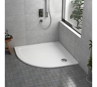 Bathroom 760 x 760mm Shower Tray Gloss White Slimline 30mm Stone Resin Quadrant Base with Free Waste Trap Kit