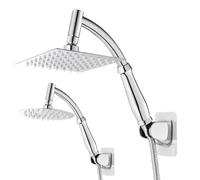 Bathroom 8 inch Shower Head orbicular ABS Chrome Water Saving Bathroom rain spa Square(Square Thin Set)