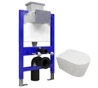 Bathroom 820MM Concealed Cistern with Rimless Round Wall Hung Toilet