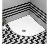 Bathroom 900 x 900mm Shower Tray Gloss White Slimline 30mm Stone Resin Quadrant Base with Free Waste Trap Kit