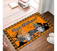 Bathroom Absorbent Rug Fall Pumpkin Gnomes Fortress Black Orange Plaid Stylish Bathroom Front Door Welcome Mat Machine Washable Kitchen Front Porch Rug 40X60Cm