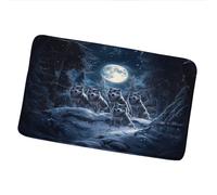 Bathroom Absorbent Rug Wolf Howling Full Moon Pine Tree Wilderness Night Heavy Duty Porch Front Door Welcome Mat Machine Washable Living Room Non Slip Mat 40X60Cm