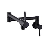Bathroom Accessories,Modern Folding Kitchen Faucet Wall Mounted Brass Kitchen Tap Pot Filler Tap Single Cold Taps Single Hole Two Handles 360 Rotate in-Wall Concealed Faucet,Black