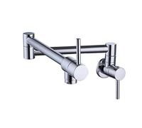 Bathroom Accessories,Modern Folding Kitchen Faucet Wall Mounted Brass Kitchen Tap Pot Filler Tap Single Cold Taps Single Hole Two Handles 360 Rotate in-Wall Concealed Faucet,Chrome
