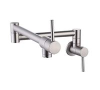 Bathroom Accessories,Modern Folding Kitchen Faucet Wall Mounted Brass Kitchen Tap Pot Filler Tap Single Cold Taps Single Hole Two Handles 360 Rotate in-Wall Concealed Faucet,Brushed