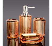 Bathroom Accessories Set,4 Piece Acrylic Bathroom Accessory Set,Lotion Dispenser,Toothbrush Holder,Tumbler,Soap Dish,Housewarming Dormitory Apartment Home Essentials Modern Bathroom Decor