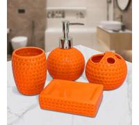 Bathroom Accessories Set, 4 Piece Ceramic Bathroom Accessory Set, Soap Dispenser, Toothbrush Holder, Tumbler & Soap Dish - Modern Farmhouse Vanity Decor, Bathroom Sink Sets, Perfect Housewarming Gift