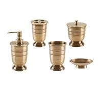 Bathroom Accessories Set 5-Piece Bathroom Accessory Set Antique Design Liquid Soap Dispenser Gold Brass Pump Bottle Modern Bathroom Decor(5Pack)