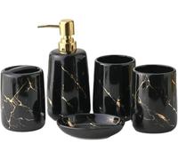 Bathroom Accessories Set, 5-Piece/set Accessories Set Ceramic Soap Apartment(Black)