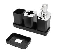 Bathroom Accessories Set, 6 PCS Bath Ensemble Set Includes Mouthwash Cup, Soap Dispenser, Toothbrush Cup, Soap Dish, Tray for Home Apartment (Black)