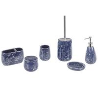 Beliani 6-piece Bathroom Accessories Set Antuco Ceramic Blue, Blue