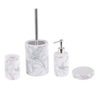 Bathroom Accessories Set Marble Ceramic Soap Dispenser Toilet Brush White Arauco