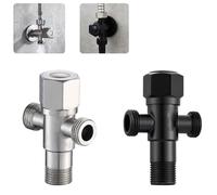 Bathroom Accessories Triangle Valve Stainless Steel Double Outlet Bathroom Hot and Cold Angle Valve 1Pcs(Brushed Sliver)