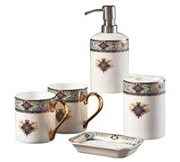 bathroom accessory， Bohemia Five-Piece European-Style Bone China Wash Kit Bathroom Supplies Toilet Mouthwash Cup Set