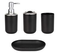 Bathroom Accessory Set， 4pcs Luxury Bathroom Accessories Plastic Toothbrush Holder Cup Soap(Black)