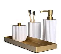 Bathroom Accessory Set, Gold bathroom accessories, White bathroom accessories Sets Complete, Farmhouse bathroom decor, Bathroom Soap Dispenser Set, Boho