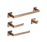 Bathroom Accessory Set - Wall-Mounted Toilet Paper Holder, Towel Bar, Robe Hook, Stylish Brushed Finish for Modern Home Decor, Elegant Bathroom Essentials