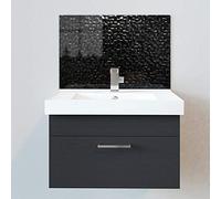 Bathroom Acrylic Splashbacks - Sink Splashbacks - by Premier Range - Black Tile in 50cm Wide x 25cm High