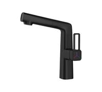 Bathroom All-Copper Pull-Out Liftable Hot and Cold Washbasin Faucet On The Sink, Matte Black