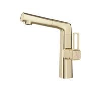 Bathroom All Copper Pull-Out Liftable Hot and Cold Washbasin Wash Faucet On The Washbasin, Brushed Gold
