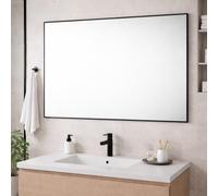 Bathroom Aluminium Metal Modern Black Mirror 1200 x 80cm - Wall Mounted Rectangular Mirror - Portrait or Landscape Hanging - Sl ontemporary Frame