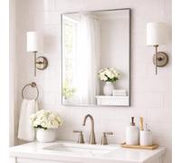 Bathroom Aluminium Metal Modern Black Mirror 70 x 50cm - Wall Mounted Rectangular Mirror - Portrait or Landscape Hanging - Sl ontemporary Frame