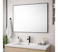 Bathroom Aluminium Metal Modern Black Mirror 90 x 60cm - Wall Mounted Rectangular Mirror - Portrait or Landscape Hanging - Sl ontemporary Frame