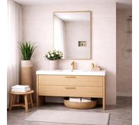 Bathroom Aluminium Metal Modern Gold Mirror 1200 x 80cm - Wall Mounted Rectangular Mirror - Portrait or Landscape Hanging - Sl ontemporary Frame