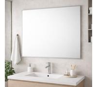 Bathroom Aluminium Metal Modern Silver Mirror 90 x 60cm - Wall Mounted Rectangular Mirror - Portrait or Landscape Hanging - Sl ontemporary Frame