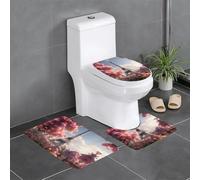 Bathroom Anti-Slip Floor Mat Set of 3 24x16in YYHWHJDE Flower Paris Eiffel Tower Pattern Contour, Oval & Rectangular Rugs for Toilet, Vanity & Restrooms