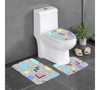 Bathroom Antiskid Funny Retro 80S 90S Non-Slip Doormats Heavy Duty Bathroom Rugs For Bath Mat+Contour+Toilet Lid Cover 3 Piece Set