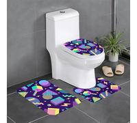 Bathroom Antiskid Geometric Shapes 80S 90S Memphis Non-Slip Bath Mat Waterproof Doormats For Bath Mat+Contour+Toilet Lid Cover 3 Piece Set
