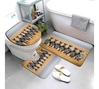 Bathroom Antiskid Zebras African Wild Animals Funny Machine Washable Doormats Non-Slip Bathroom Rugs For Bath Mat+Contour+Toilet Lid Cover 3 Piece Set