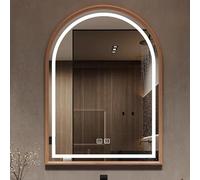 Bathroom Arch smart mirror wall light,modern smart Makeup Mirror with anti-fog film,Solid wood frame shatter proof mirror for wall,Tri-Colour Dimmable led wall mirror,Explosion Proof,for Home Decor(Wi