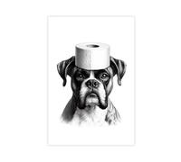 Bathroom Art, Boxer Dog, Toilet Paper Canvas Poster Bedroom Decor Landscape Office Room Decor Gift 12x18inch(30x45cm)